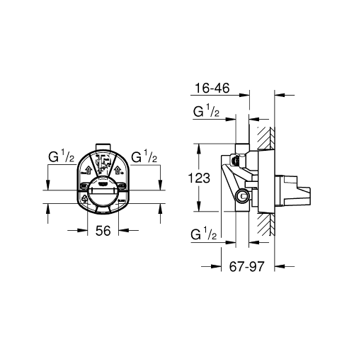 33963 Single-lever mixer 1/2″ concealed body