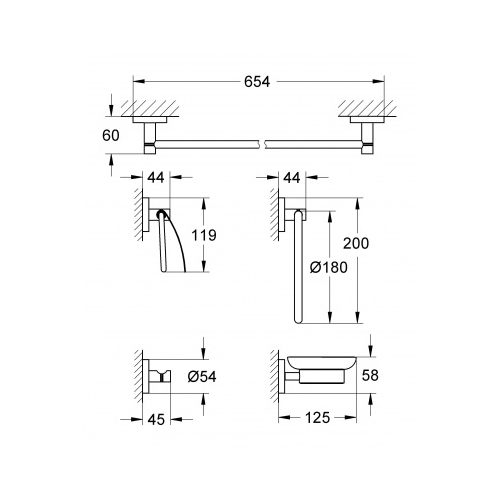 Essentials Master bathroom accessories set 5-in-1 40344