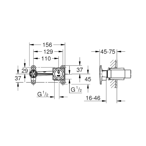 Single-lever mixer 1/2 concealed body 23200