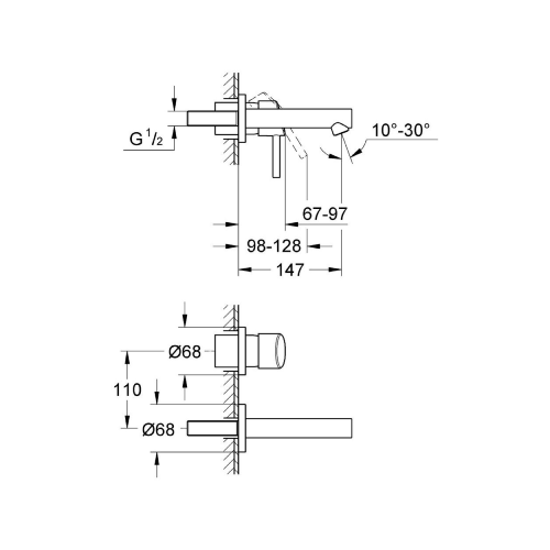 Grohe Concetto Wall Mounted 2-Hole Basin Mixer 19575