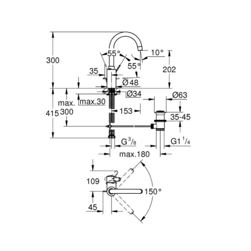 Grohe Eurosmart Cosmopolitan Basin Mixer 32830