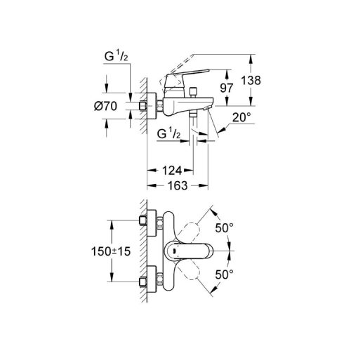 Eurocosmo Single-lever bath mixer 1/2 32831