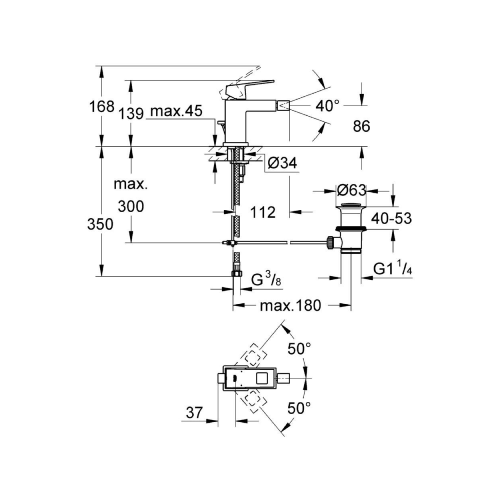 Eurocube Single-lever bidet mixer 1/2 23138