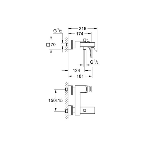 Eurocube Single-lever bath mixer 1/2 23140