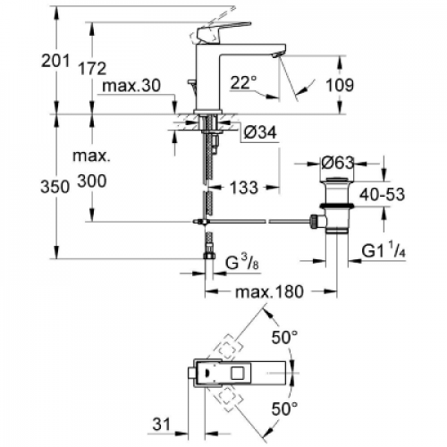 Eurocube Single-lever basin mixer 1/2 23445