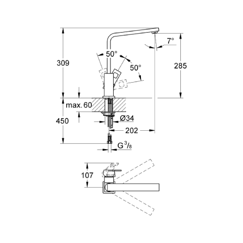 Eurocube Single-lever sink mixer 1/2 31255