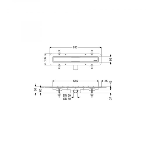 Kessel Shower channel Linearis Compact L: 550 mm, DN 50, WaD, 304 SST cov., K 3 (45600.61M)