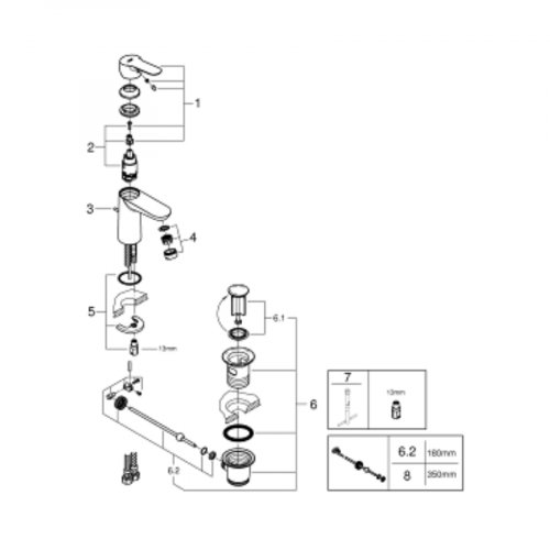 Grohe bauedge single-lever basin mixer 1/2" s-size 23 328 000