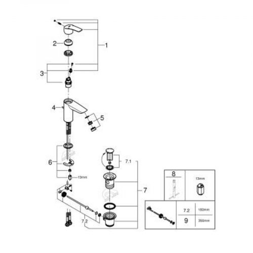 Grohe eurosmart single-lever basin mixer 1/2" s-size 33 265 003