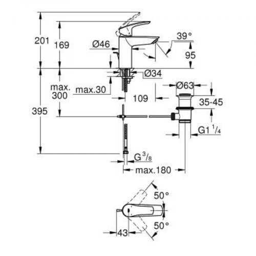 Grohe eurosmart single-lever basin mixer 1/2" s-size 33 265 003