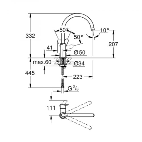 Grohe bauedge single-lever sink mixer 1/2 31 367 000