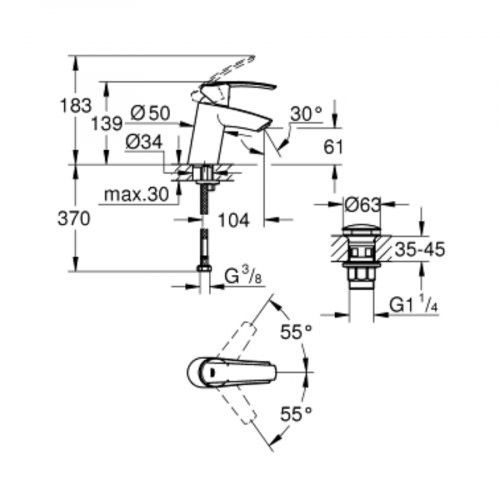 Grohe start single-lever basin mixer 1/2" s-size 23 550 001