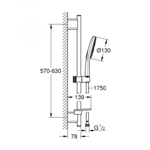 Grohe rainshower smartactive 130 shower rail set 3 sprays 26 575 000