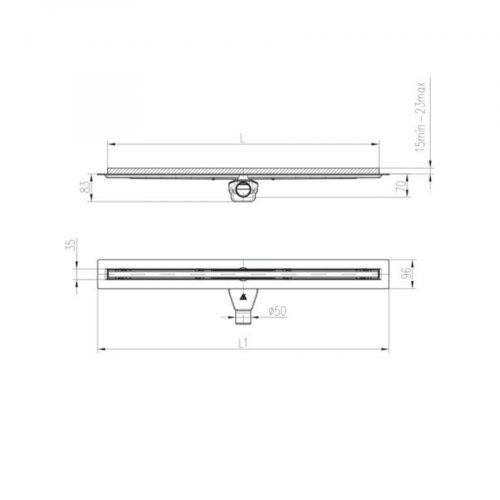 Chudej Linear floor drain slim line 600MM Swivel siphon D50 MCH600S