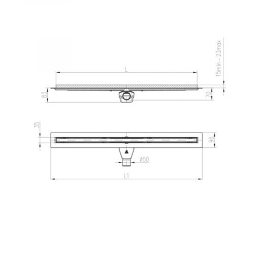 Chudej Linear floor drain slim line black 600MM Swivel siphon D50 Black MCH600SB