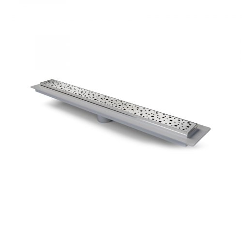Chudej Linear floor drain SS frame bottom outlet D50, 650mm, drops grid matt, no Siphon MCH650D