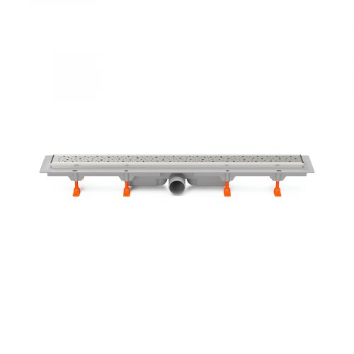Chudej Linear floor drain SS frame bottom outlet D50, 650mm, drops grid matt, no Siphon MCH650D